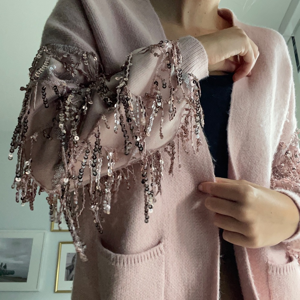 Pink sequined cardigan